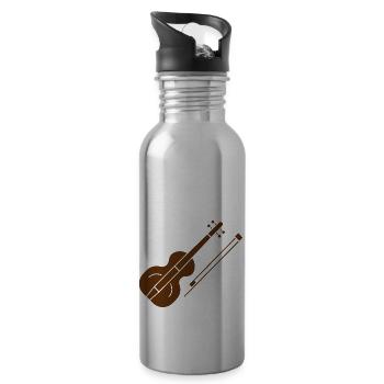 Geige Musik Music - Trinkflasche mit integriertem Trinkhalm - Lightsilver - Rechts