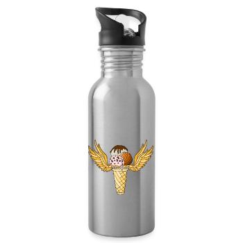 Eis - Trinkflasche mit integriertem Trinkhalm - Lightsilver - Rechts