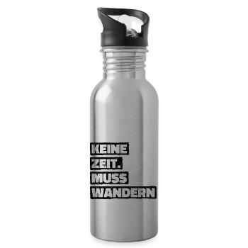 Keine Zeit Muss Wandern. Wanderung Wandern Design - Trinkflasche mit integriertem Trinkhalm - Lightsilver - Rechts