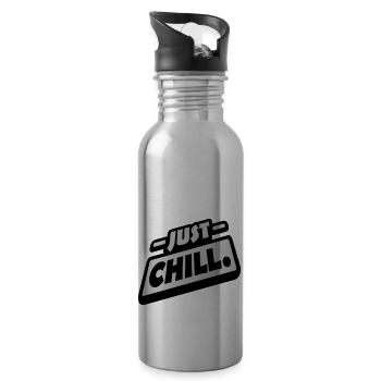 Just Chill Text Logo - Trinkflasche mit integriertem Trinkhalm - Lightsilver - Rechts