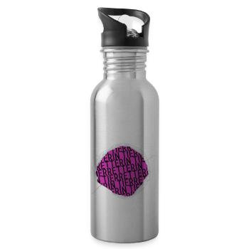 vegan veggie naturschutz gerechtigkeit vegetarier - Trinkflasche mit integriertem Trinkhalm - Lightsilver - Rechts