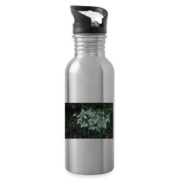 Snowdrops are the first harbingers of spring - Water bottle with straw - silver - Right