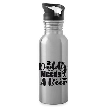 Papa a besoin d’une bière - Gourde avec paille intégrée - argent clair - Droite