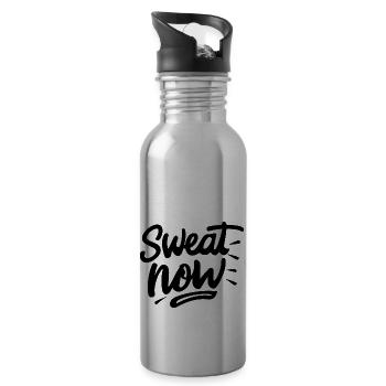 Jetzt schwitzen - Trinkflasche mit integriertem Trinkhalm - Lightsilver - Rechts