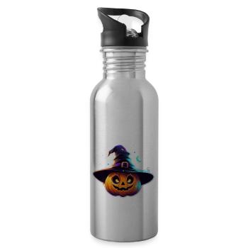 halloween - citrouille chapeau de sorciere - Gourde avec paille intégrée - argent clair - Droite