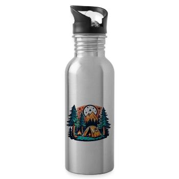 Camping, tent and campfire - Water bottle with straw - silver - Right