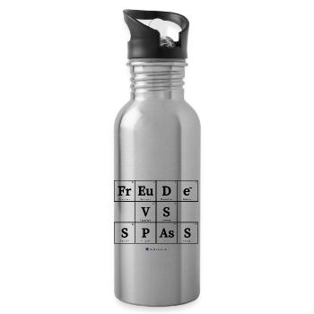Freude vs. Spass (helle Stoffe) - Trinkflasche mit integriertem Trinkhalm - Lightsilver - Rechts