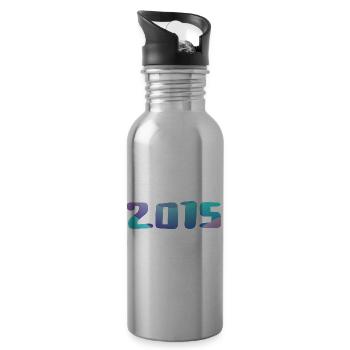 Geburtstagsgeschenk 2015 Jahrgang 2015 Retro 2015 - Trinkflasche mit integriertem Trinkhalm - Lightsilver - Rechts
