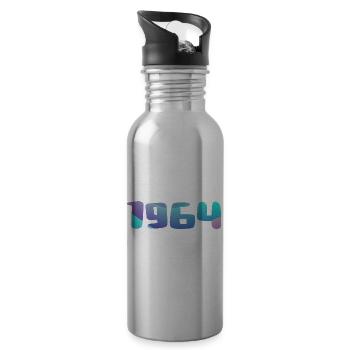 Geburtstagsgeschenk 1964 Jahrgang 1964 Retro 1964 - Trinkflasche mit integriertem Trinkhalm - Lightsilver - Rechts
