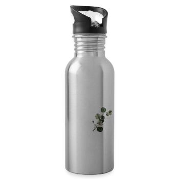 Numéro 52 floral vert - 52e anniversaire floral - Gourde avec paille intégrée - argent clair - Droite