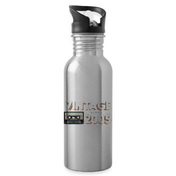 Klassische & nostalgische Musik Geburtstag - Vintage - Trinkflasche mit integriertem Trinkhalm - Lightsilver - Rechts