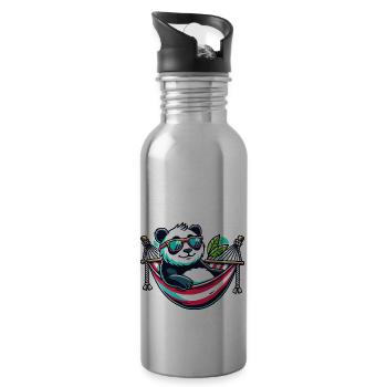 Panda - Gourde avec paille intégrée - argent clair - Droite