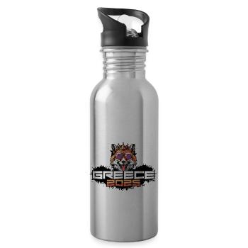 Griechenland 2025 Party Fuchs - Trinkflasche mit integriertem Trinkhalm - Lightsilver - Rechts