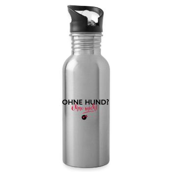 Ohne mich! - Trinkflasche mit integriertem Trinkhalm - Lightsilver - Rechts