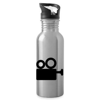 Kamera Kino - Trinkflasche mit integriertem Trinkhalm - Lightsilver - Rechts