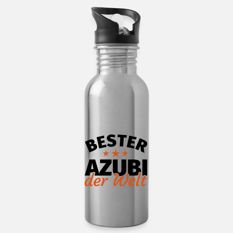 Azubi - Trinkflasche mit integriertem Trinkhalm - Lightsilver