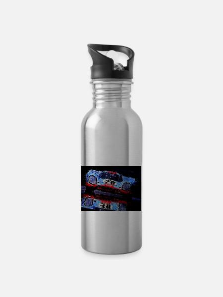 Motor Racing - Trinkflasche mit integriertem Trinkhalm - Lightsilver