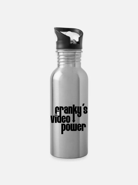 Franky´s Video Power - Trinkflasche mit integriertem Trinkhalm - Lightsilver