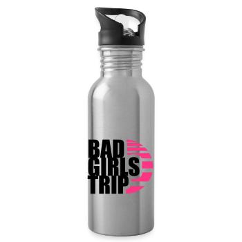 sun black team crew boes bad dangerous on t - Water bottle with straw - silver - Right