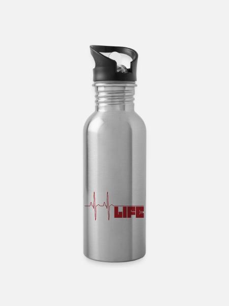 Life is music - Trinkflasche mit integriertem Trinkhalm -