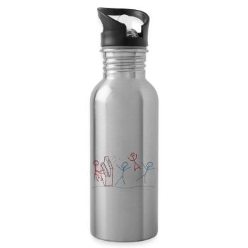 Piano stick man, woman music leisure hobby - Water bottle with straw - silver - Right