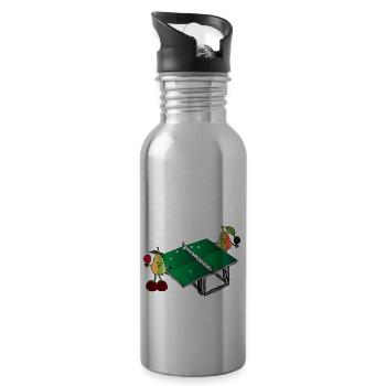 Birnen beim Tischtennis - Trinkflasche mit integriertem Trinkhalm - Lightsilver - Rechts
