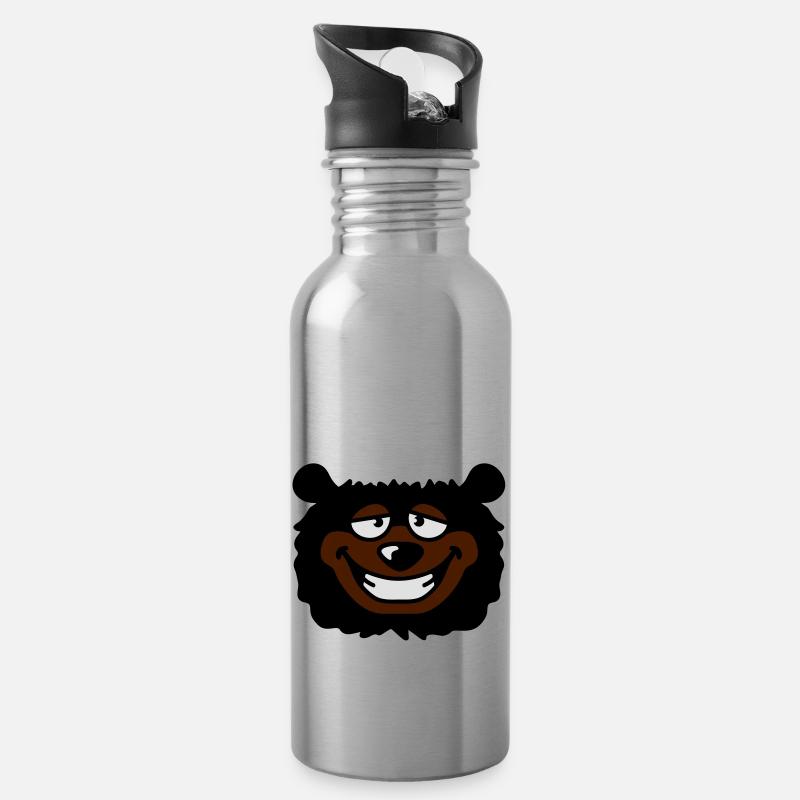 bear_head - Gourde avec paille intégrée - argent clair