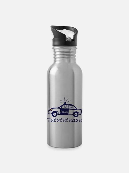 Tobi´s Polizeiauto Tatütataaa - Trinkflasche mit integriertem Trinkhalm - Lightsilver