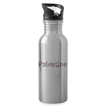 Palästina Blume - Palestine flower - Trinkflasche mit integriertem Trinkhalm - Lightsilver - Rechts