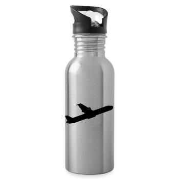 flugzeug_f1 - Water bottle with straw - silver - Right