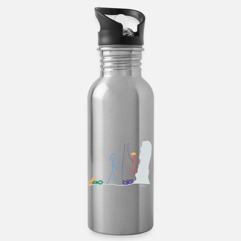Kletterwand - Trinkflasche mit integriertem Trinkhalm - Lightsilver