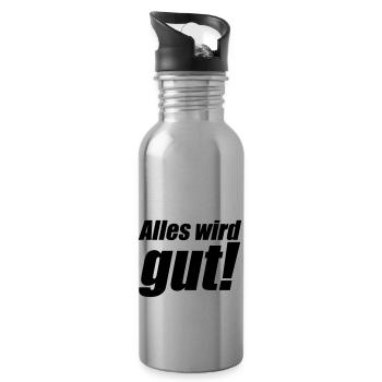 Alles wird gut - Trinkflasche mit integriertem Trinkhalm - Lightsilver - Rechts