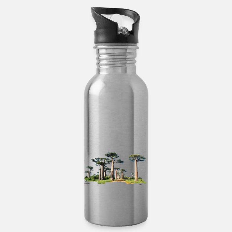 Baobab - Gourde avec paille intégrée - argent clair