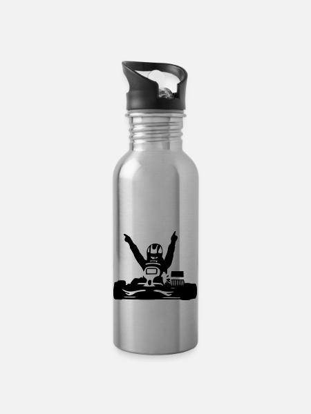 karting kart - Water bottle with straw - silver