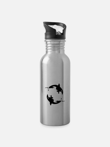 Orca Orcinus orca - Gourde avec paille intégrée - argent clair