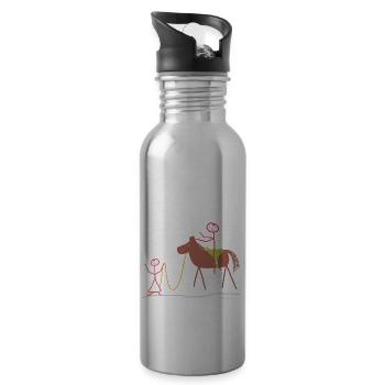 Riding instructor stick figure, Mrs. Horse Sport - Water bottle with straw - silver - Right