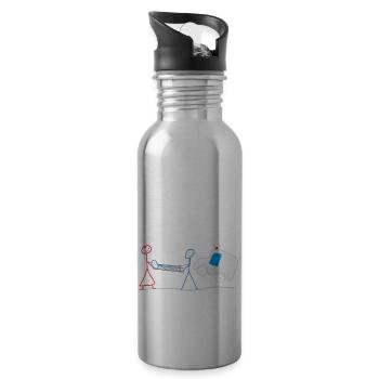 Rescue paramedic stick figure, quick help - Water bottle with straw - silver - Right