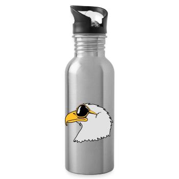 Drôle oiseau cool lunettes de soleil d'aigle - Gourde avec paille intégrée - argent clair - Droite