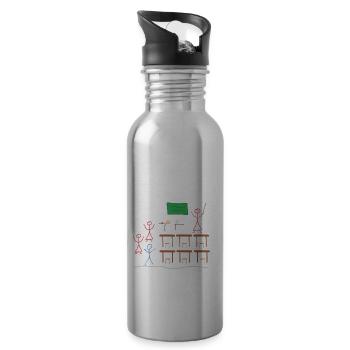Schülerin Strichmännnchen, Schulklasse lustig job - Trinkflasche mit integriertem Trinkhalm - Lightsilver - Rechts