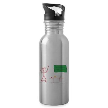 Lehrerin Strichmännnchen, Unterricht Bildung Beruf - Trinkflasche mit integriertem Trinkhalm - Lightsilver - Rechts