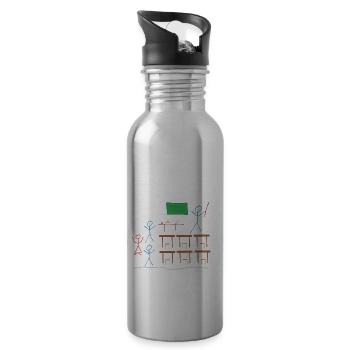 Strichmännnchen Klasse, Schule Gymnasium Schule - Trinkflasche mit integriertem Trinkhalm - Lightsilver - Rechts
