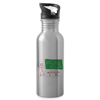 Teacher student stick figure, geometry math - Water bottle with straw - silver - Right