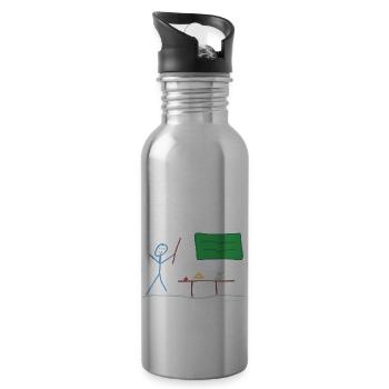 Lehrer Strichmännnchen, Unterricht Schule Beruf - Trinkflasche mit integriertem Trinkhalm - Lightsilver - Rechts