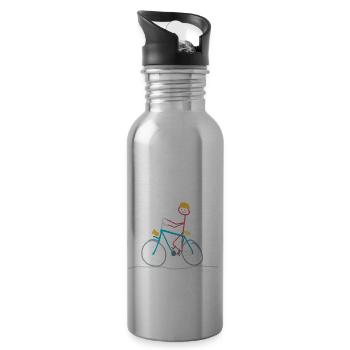 Conducteur de vélo Stick Figure Sports Trafic de vélo - Gourde avec paille intégrée - argent clair - Droite