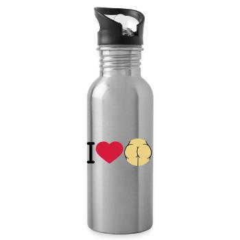 i love ass herz liebe logo rund nackte frau sexy a - Trinkflasche mit integriertem Trinkhalm - Lightsilver - Rechts