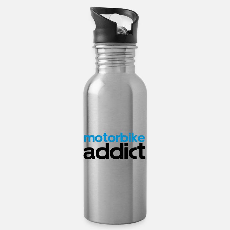 motorbike addict - Water bottle with straw - silver