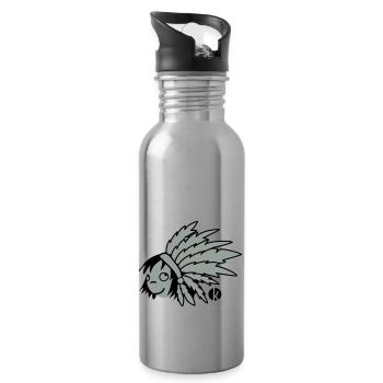 Indianer Häuptling - Indian - Trinkflasche mit integriertem Trinkhalm - Lightsilver - Rechts