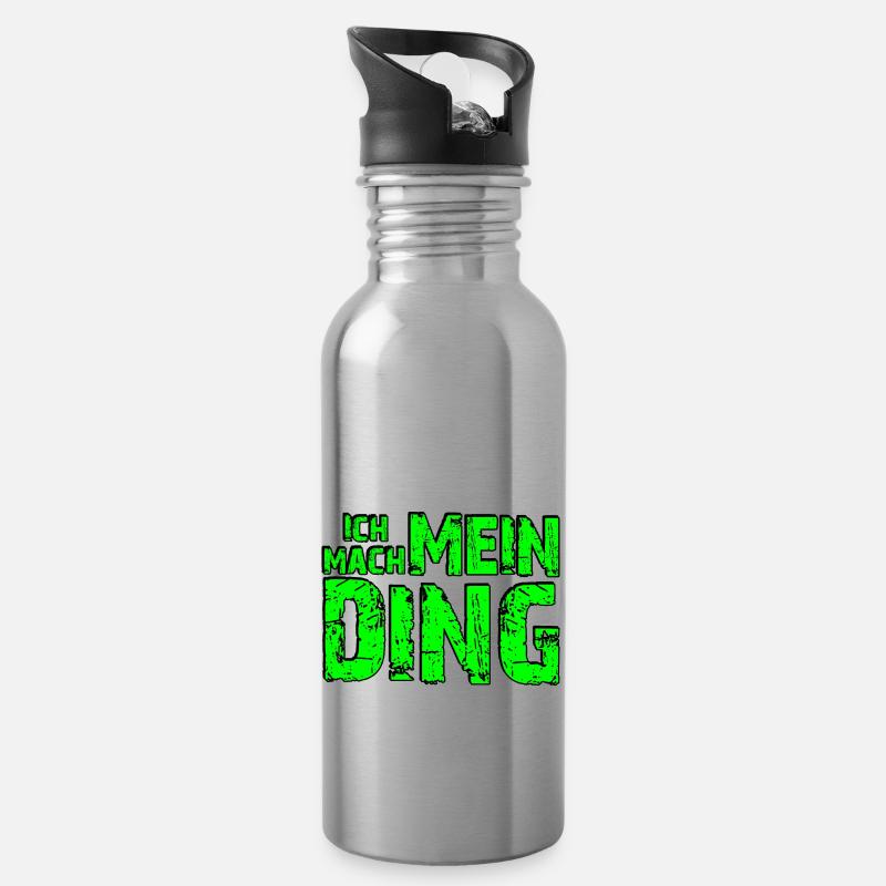 Ich mach mein Ding - grün - Trinkflasche mit integriertem Trinkhalm - Lightsilver