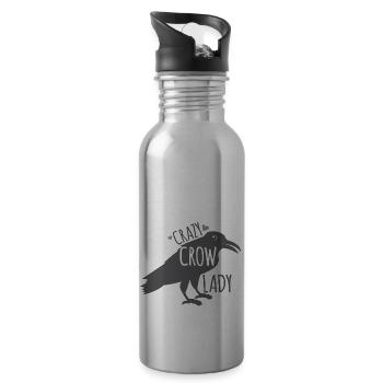 Crazy crow lady - Water bottle with straw - silver - Right