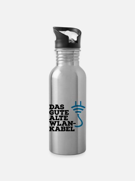 WLAN Kabel Computer Shirt - Trinkflasche mit integriertem Trinkhalm - Lightsilver